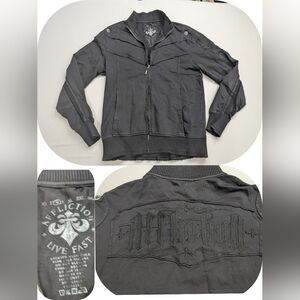 Affliction Long Sleeve Jacket Shirt Embroidered Distress Y2K Grunge Streetwear M